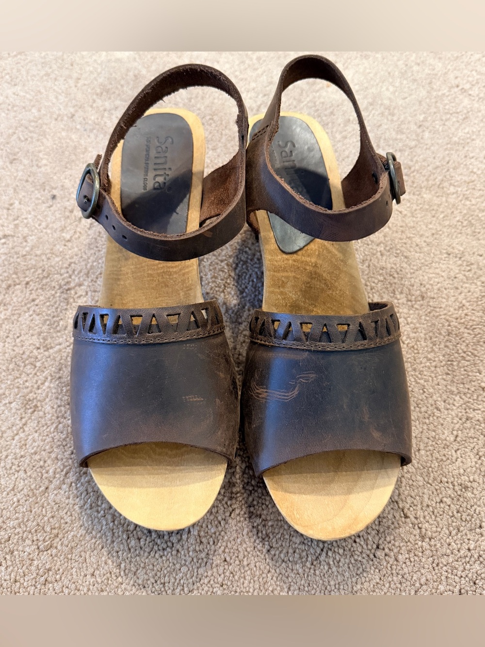 Sanita brown leather clog sandal EUR 39 / US 8